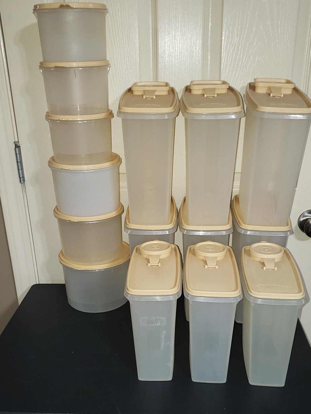 Vintage Tupperware Beige-Lid and Clear Body Stackable Food Storage Set of 30